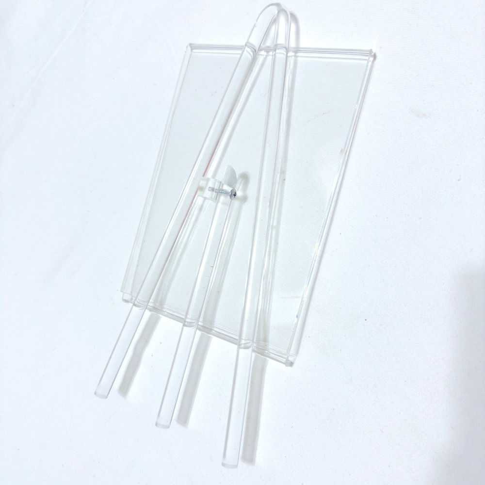 CONTAINER STORE 5”x10” Clear Acrylic Picture Frame Easel Stand Holds 5x7 Photo